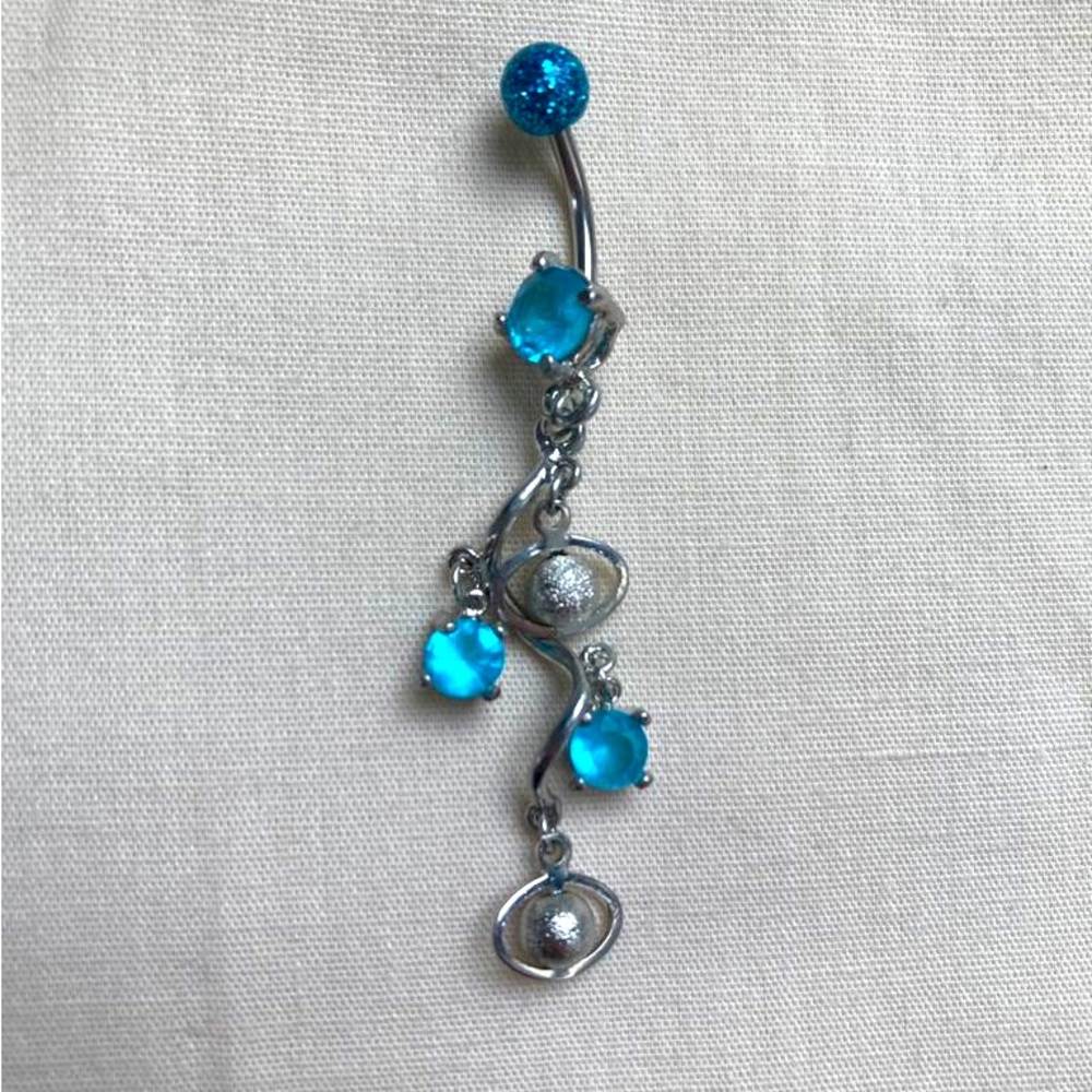 - Blue Silver Belly button Ring surgical stainless steel  belly button-2 …